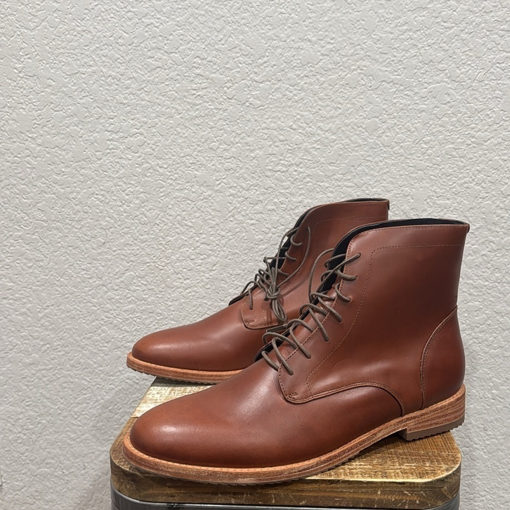 Nisolo All Weather Andres Men’s Brandy Leather Boots Size 9 - Picture 5 of 8